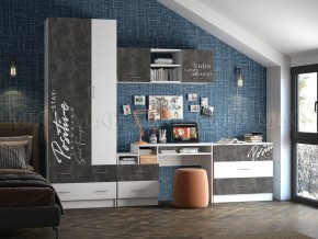 ВЕГА NEW Позитив Антресоль (Бетон темный/белый) в Пуровске - purovsk.ok-mebel.com | фото 3