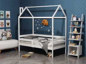 Детская кровать-домик из массива березы Соня-6 (800*1600) Белый/Лак в Пуровске - purovsk.ok-mebel.com | фото