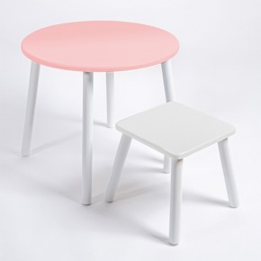 Детский комплект стол КРУГЛЫЙ  и табурет Rolti Baby (розовая столешница/белое сиденье/белые ножки) в Пуровске - purovsk.ok-mebel.com | фото