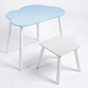 Детский комплект стол ОБЛАЧКО  и табурет Rolti Baby (голубая столешница/белое сиденье/белые ножки) в Пуровске - purovsk.ok-mebel.com | фото