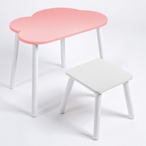 Детский комплект стол ОБЛАЧКО  и табурет Rolti Baby (розовая столешница/белое сиденье/белые ножки) в Пуровске - purovsk.ok-mebel.com | фото