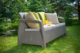 Диван пластиковый Корфу Макс (Corfu love seat max) капучино - песок в Пуровске - purovsk.ok-mebel.com | фото 3