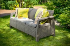 Диван пластиковый Корфу Макс (Corfu love seat max) капучино - песок в Пуровске - purovsk.ok-mebel.com | фото 4