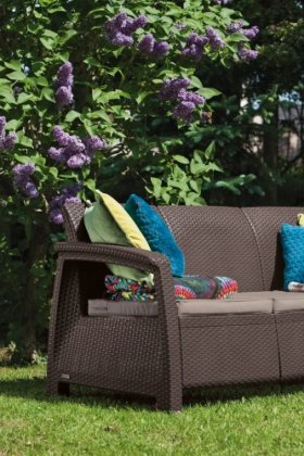 Диван пластиковый Корфу Макс (Corfu love seat max) коричневый в Пуровске - purovsk.ok-mebel.com | фото 2