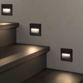 DK3050-BK Светильник встраиваемый в стену, IP 20, LED 3000, 1 Вт, черный пластик в Пуровске - purovsk.ok-mebel.com | фото 3
