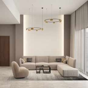 DK4067-BK+SG Подвесной светильник ORBIT, IP20, 15xGU10 LED, до 15 Вт, черный + сатинированное золото, алюминий в Пуровске - purovsk.ok-mebel.com | фото 4