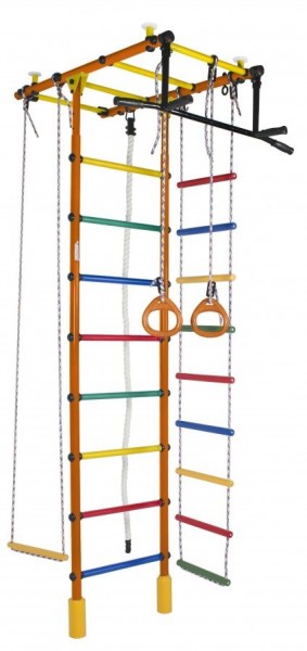 ДСК Атлант оранжевый радуга: турник, кольца, канат, трапеция, веревочная лестница в Пуровске - purovsk.ok-mebel.com | фото