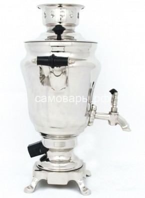 Электрический самовар из латуни никелированный на 1,5 литра форма "Тюльпан" с защитой от выкипания в Пуровске - purovsk.ok-mebel.com | фото 3