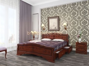 КАРИНА-6 Кровать из массива 1400 (Орех) с 2-мя ящиками в Пуровске - purovsk.ok-mebel.com | фото