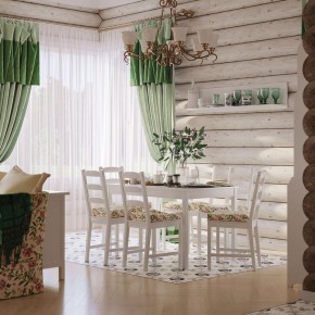 Комлект Вествик обеденный стол и четыре стула, массив сосны, цвет белый в Пуровске - purovsk.ok-mebel.com | фото