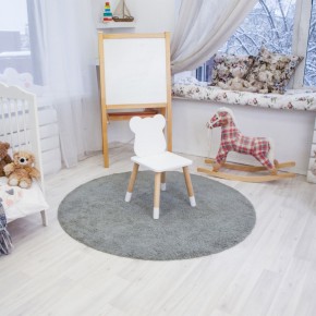 Комплект детский стол КРУГЛЫЙ и два стула МИШКА ROLTI Baby (белая столешница/белое сиденье/береза ножки) в Пуровске - purovsk.ok-mebel.com | фото