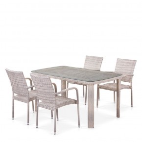 Комплект плетеной мебели T256C/Y376C-W85 Latte (4+1) + подушки на стульях в Пуровске - purovsk.ok-mebel.com | фото