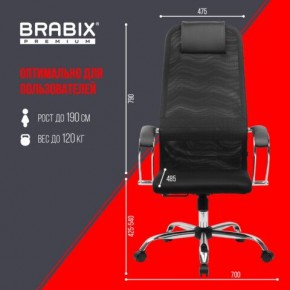 Кресло BRABIX PREMIUM "Ultimate EX-800" хром, плотная двойная сетка Х2, черное, 532911 в Пуровске - purovsk.ok-mebel.com | фото 6