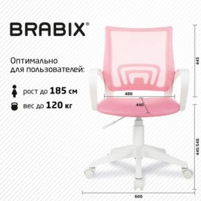 Кресло BRABIX "Fly MG-396W", с подлокотниками, пластик белый, сетка, розовое, 533008 в Пуровске - purovsk.ok-mebel.com | фото 5