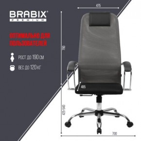 Кресло офисное BRABIX PREMIUM "Ultimate EX-800" хром, плотная двойная сетка Х2, черное/серое, 532912 в Пуровске - purovsk.ok-mebel.com | фото 3