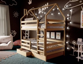 Кровать-домик двухъярусная 80*160 без покраски в Пуровске - purovsk.ok-mebel.com | фото