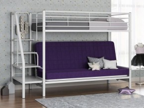 Кровать двухъярусная с диваном "Мадлен-3" (Белый/Фиолетовы) в Пуровске - purovsk.ok-mebel.com | фото