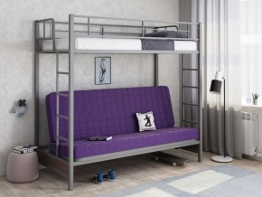Кровать двухъярусная с диваном "Мадлен" (Серый/Фиолетовый) в Пуровске - purovsk.ok-mebel.com | фото