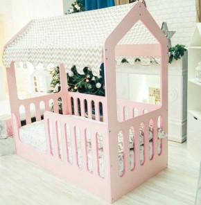 Кровать-домик без ящика 800*1600 (Розовый) в Пуровске - purovsk.ok-mebel.com | фото