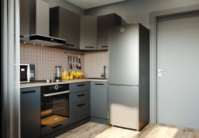 Кухня угловая Антрацит 2200х1000 (Стол. 38мм) в Пуровске - purovsk.ok-mebel.com | фото