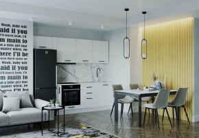 Кухонный гарнитур Белый Глянец 2550 (Стол. 38мм) в Пуровске - purovsk.ok-mebel.com | фото