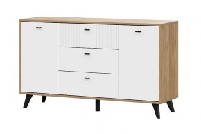 МИЛАН Комод 3 ящика двухстворчатый (Белый Матовый) в Пуровске - purovsk.ok-mebel.com | фото
