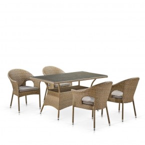 Обеденный комплект плетеной мебели T198B/Y79B-W56 Light Brown (4+1) в Пуровске - purovsk.ok-mebel.com | фото
