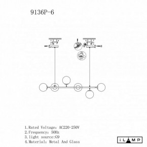 Подвесная люстра iLamp Golden 9136P/6 BK-WH в Пуровске - purovsk.ok-mebel.com | фото 3