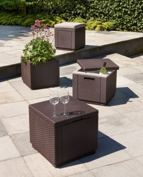 Пуфик Куб с подушкой (Cube with cushion) коричневый - серо-бежевый* в Пуровске - purovsk.ok-mebel.com | фото 3