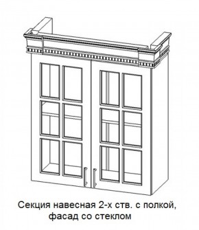 Секция навесная 2-х ств. с полкой "Верона", фасад со стеклом (800) в Пуровске - purovsk.ok-mebel.com | фото