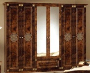 Шкаф 6-и дверный с зеркалами (02.146) Рома (орех) в Пуровске - purovsk.ok-mebel.com | фото