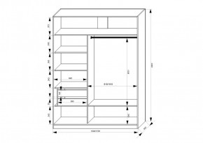 Шкаф-купе 1500 серии NEW CLASSIC K2+K2+B2+PL2(2 ящика+1 штанга+1 полка) профиль «Капучино» в Пуровске - purovsk.ok-mebel.com | фото 3