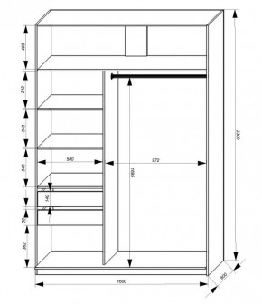 Шкаф-купе 1600 серии SOFT D1+D3+B2+PL1 (2 ящика+1штанга) профиль «Графит» в Пуровске - purovsk.ok-mebel.com | фото 3