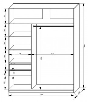 Шкаф-купе 1800 серии SOFT D1+D3+B2+PL1 (2 ящика+1штанга) профиль «Графит» в Пуровске - purovsk.ok-mebel.com | фото 3