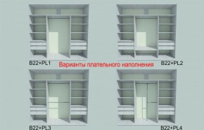 Шкаф-купе 1950 серии SILVER S3+S1+S3Z B22+PL2 (по 2 ящика лев/прав+1штанга+1 полка) профиль «Серебро» в Пуровске - purovsk.ok-mebel.com | фото 6