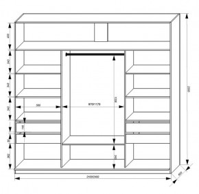 Шкаф-купе 2100 серии SOFT D2+D7+D3+B22+PL2 (по 2 ящика лев/прав+1штанга+1полка) профиль «Графит» в Пуровске - purovsk.ok-mebel.com | фото 3