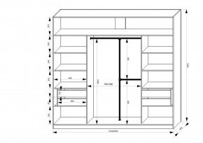 Шкаф-купе 2150 серии NEW CLASSIC K4+K4+K4+B22+PL4(по 2 ящика лев/прав+F обр.штанга) профиль «Капучино» в Пуровске - purovsk.ok-mebel.com | фото 3