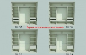 Шкаф-купе 2150 серии NEW CLASSIC K6Z+K1+K6+B22+PL2(по 2 ящика лев/прав+1 штанга+1 полка) профиль «Капучино» в Пуровске - purovsk.ok-mebel.com | фото 6