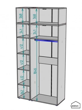 Шкаф с антресолью Linnea MHR-3A-1 2450х1200х510 (Графит-М 11.1.25) в Пуровске - purovsk.ok-mebel.com | фото 3