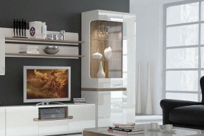 Шкаф с витриной 3D/TYP 01L, LINATE ,цвет белый/сонома трюфель в Пуровске - purovsk.ok-mebel.com | фото 6
