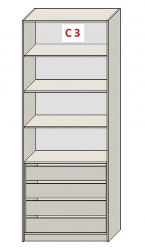 Шкаф СТАНДАРТ С3 4 ящика серия "ГЕСТИЯ" (Бело-серый/Дуб Небраска натуральный ) 800*520*2300 в Пуровске - purovsk.ok-mebel.com | фото 2