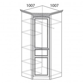 Шкаф угловой №183 "Лючия" Фасад зеркало (Угол 1007*1007) Дуб оксфорд в Пуровске - purovsk.ok-mebel.com | фото 2
