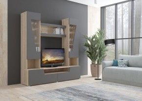 Стенка АНТАЛИЯ 2 (Сонома/Графит софт) в Пуровске - purovsk.ok-mebel.com | фото 3