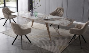 Стол ACERRA NEW 160 GLOSS LUXURY PANDORA SOLID CERAMIC/ каркас цвета шампань, ®DISAUR в Пуровске - purovsk.ok-mebel.com | фото 3
