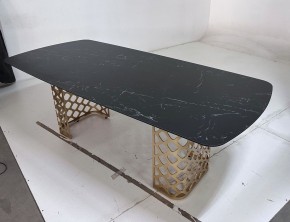 Стол CHIAVARI 220 KL-116 Черный мрамор матовый, итальянская керамика / бронзовый, ®DISAUR в Пуровске - purovsk.ok-mebel.com | фото 6