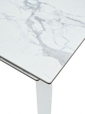 Стол CORNER 120 HIGH GLOSS STATUARIO керамика, стекло/ белый каркас, ®DISAUR в Пуровске - purovsk.ok-mebel.com | фото 2
