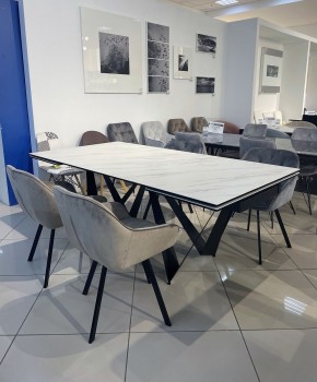 Стол RIETI 200 KL-99 Белый мрамор матовый, итальянская керамика / черный каркас, ®DISAUR в Пуровске - purovsk.ok-mebel.com | фото 3
