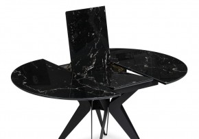 Стол стеклянный Рикла 110(150)х110х76 черный мрамор / черный в Пуровске - purovsk.ok-mebel.com | фото 4