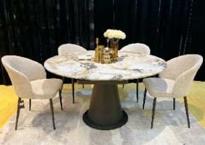 Стол TERAMO 135 GLOSS GRAND JADE SOLID CERAMIC, керамика, поворотн.механизм / Черный каркас, ®DISAUR в Пуровске - purovsk.ok-mebel.com | фото 2