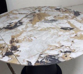 Стол TERAMO 135 GLOSS GRAND JADE SOLID CERAMIC, керамика, поворотн.механизм / Черный каркас, ®DISAUR в Пуровске - purovsk.ok-mebel.com | фото 4